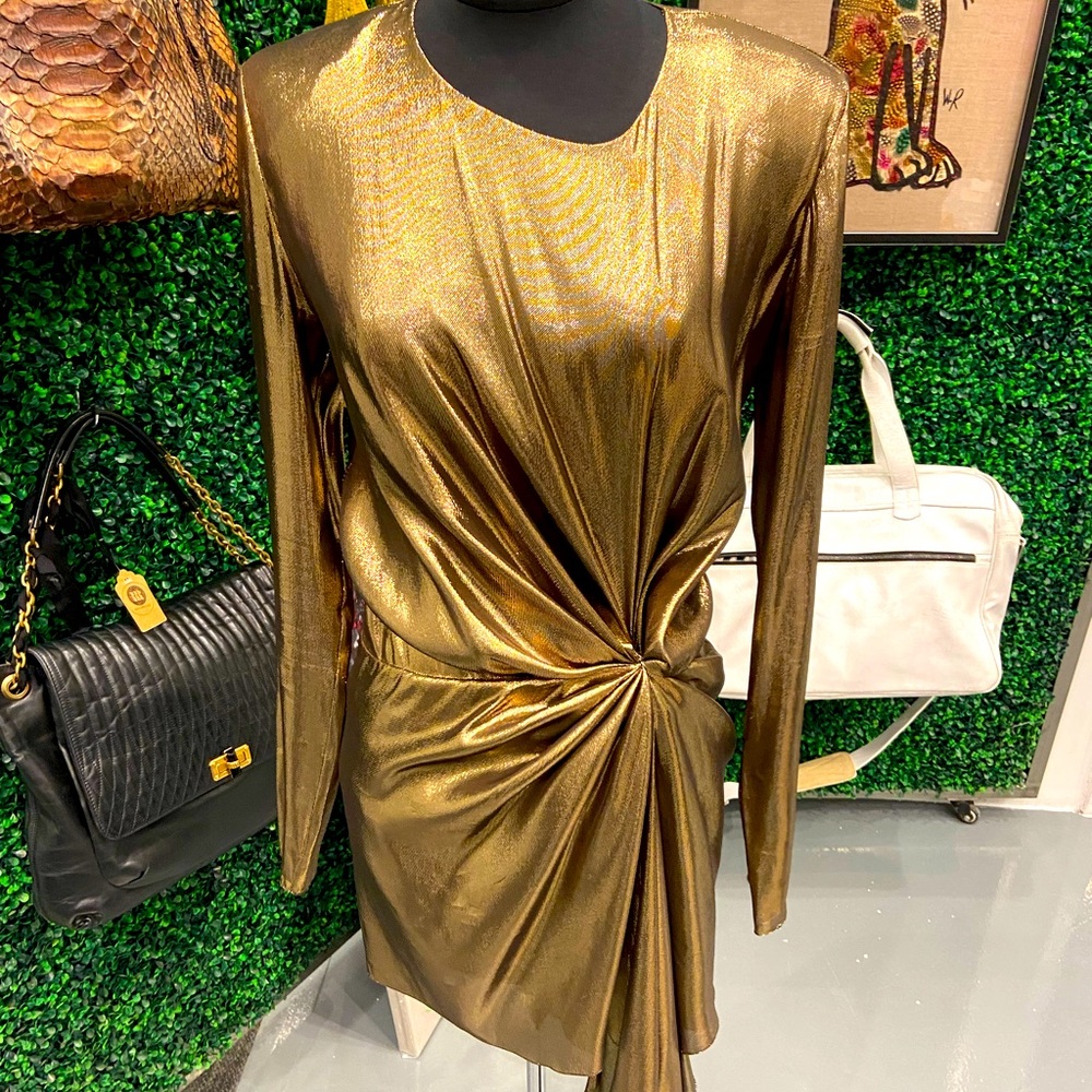 Stunning gold Saints Laurent knotted dress